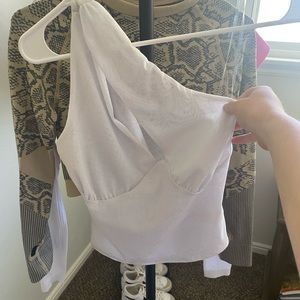 White one shoulder tank